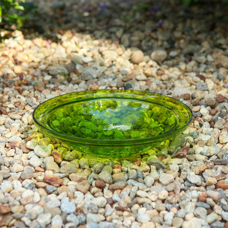 ACHLA Crackle Bowl Fern Green 12in Decorative Glass Bowl | Crackled Glass Garden & Patio Accent | Outdoor & Indoor Table Centerpiece | Model CGB-05FG
