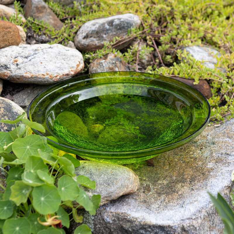 ACHLA Crackle Bowl Fern Green 12in Decorative Glass Bowl | Crackled Glass Garden & Patio Accent | Outdoor & Indoor Table Centerpiece | Model CGB-05FG