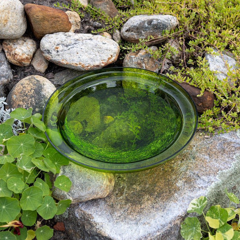 ACHLA Crackle Bowl Fern Green 12in Decorative Glass Bowl | Crackled Glass Garden & Patio Accent | Outdoor & Indoor Table Centerpiece | Model CGB-05FG