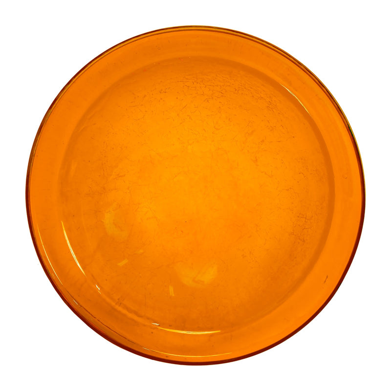 ACHLA 12in Crackle Glass Birdbath with Tripod Stand | Hand-Blown Mandarin Orange Glass and Black Wrought Iron | Garden & Patio Bird | Model CGB-06M-TR
