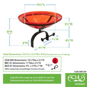 ACHLA 12" Crackle Bowl with Over Rail Bracket, Red