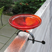 ACHLA 12" Crackle Bowl with Over Rail Bracket, Red