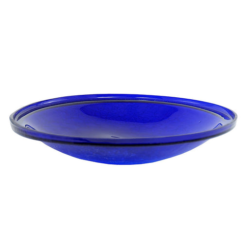 ACHLA 14in Cobalt Blue Crackle Glass Decorative Bowl | Handcrafted Art Glass | Patio & Garden Accent | 13.75 x 13.75 x 2.5 in | Model CGB-14CB