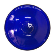 ACHLA 14in Crackle Birdbath with Short Stand | Cobalt Blue Glass Bowl on Black Wrought Iron Base | Garden & Patio Tabletop Accent | Model CGB-14CB-S2