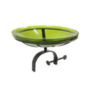 ACHLA 14" Crackle Bowl with Over Rail Bracket, Fern Green