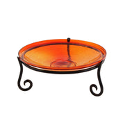 ACHLA 14in Red Crackle Glass Decorative Bowl | Handcrafted Art Glass | Patio & Garden Accent | 14 x 14 x 2.5 in | Model CGB-14R