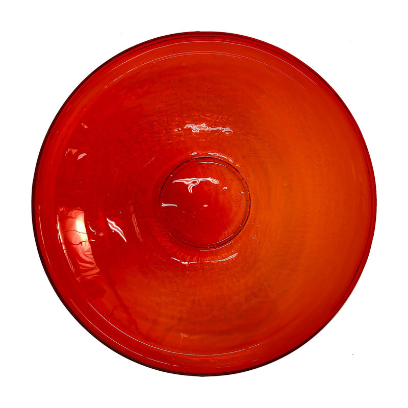 ACHLA Crackle Glass Birdbath with Over Rail Bracket | Hand-Blown Red Glass and Black Wrought Iron | Balcony & Deck Railing | Model CGB-14R-OR2