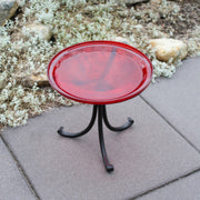 ACHLA Crackle Glass Birdbath with Tripod Stand | Red Glass Bowl and Black Wrought Iron Frame | Garden & Patio Accent | Model CGB-14R-TR2