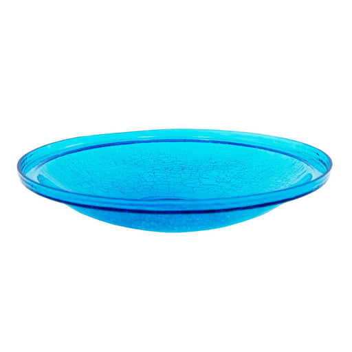 ACHLA 14in Teal Crackle Glass Decorative Bowl | Crackled Glass Art Bowl | Patio & Garden Accent | 14 x 14 x 2.5 in | Model CGB-14T