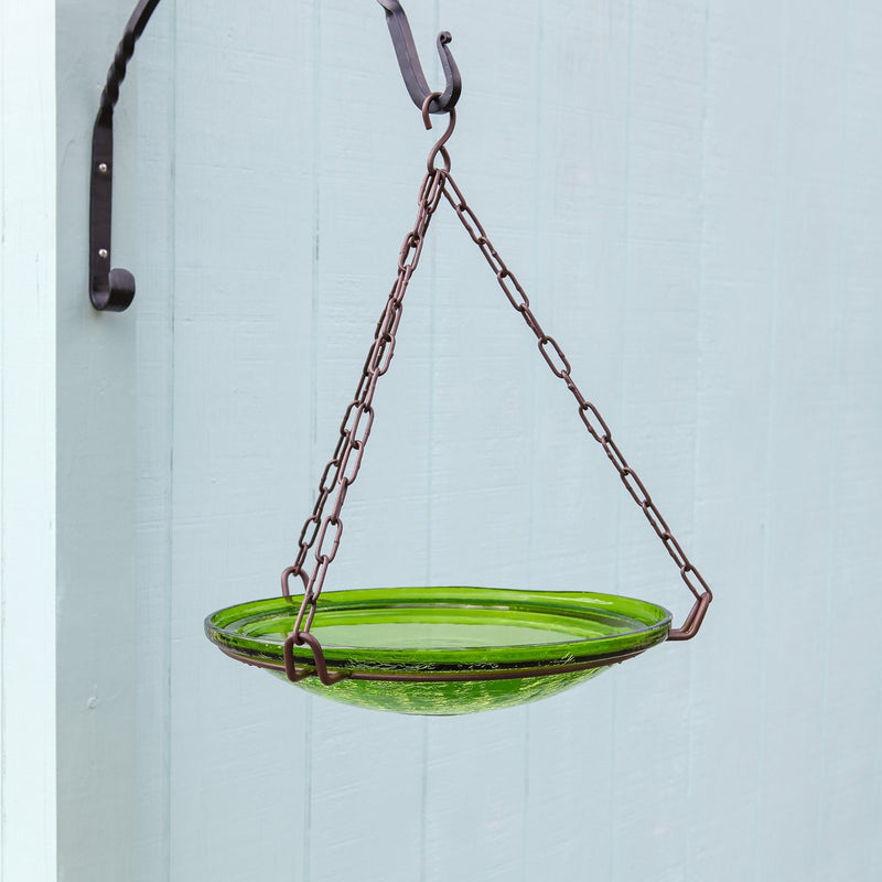 ACHLA Hanging Fern Green Crackle Bowl 14in Decorative Bowl | Outdoor Garden & Patio Birdbath | 13.75 x 13.75 x 2.5-17 in | Model CGB-H-14FG
