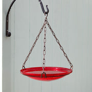 ACHLA CGB-H-14R 14in Hanging Red Crackle Glass Birdbath Bowl | Outdoor Garden & Patio Decorative Bowl | 13.75 x 13.75 x 17 in | Model CGB-H-14R