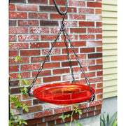 ACHLA CGB-H-14R 14in Hanging Red Crackle Glass Birdbath Bowl | Outdoor Garden & Patio Decorative Bowl | 13.75 x 13.75 x 17 in | Model CGB-H-14R