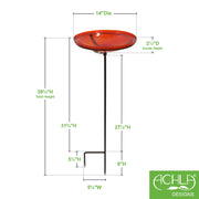 ACHLA Red Crackle Bowl with Stand 14in Decorative Bowl | Red Crackle Glass and Roman Bronze Cradle | Garden & Patio Accent | 13.75 x | Model CGB-S-14R