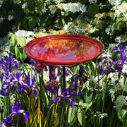ACHLA Red Crackle Bowl with Stand 14in Decorative Bowl | Red Crackle Glass and Roman Bronze Cradle | Garden & Patio Accent | 13.75 x | Model CGB-S-14R