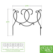 ACHLA Scroll Border Fence Section 4-Pack | Traditional Victorian Wrought Iron | Garden Edging & Flower Bed Border | 24 x 22 in Each | Model DFS-02-4