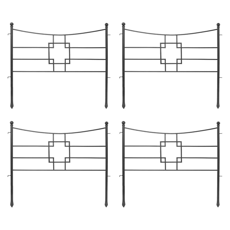 ACHLA Square-on-Squares Fence Section 4-Pack | Graphite Powdercoat Wrought Iron | Garden & Landscape Border | 36 x 1.5 x 31.5 in Each | Model DFS-25-4