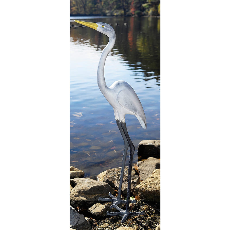 ACHLA Great Egret I 43in Tall Garden Ornament | Cast Aluminum Black, White, and Yellow | Patio & Garden Accent | 13 x 9 x 43 in | Model E-02
