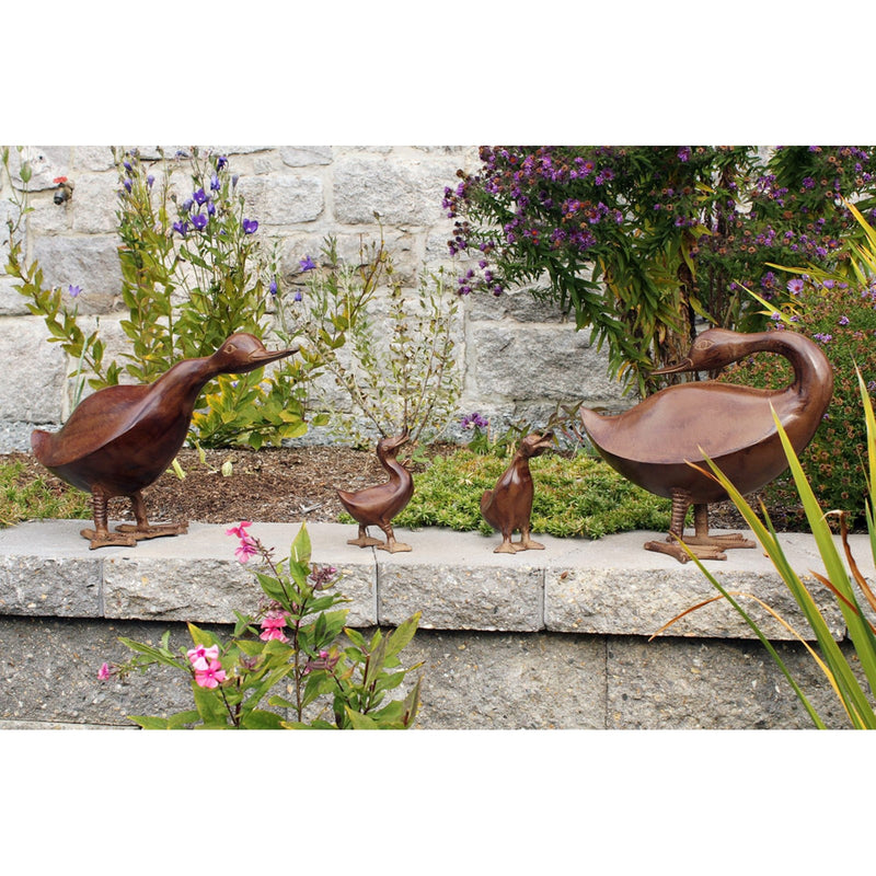 ACHLA Hello Duck | Bronze Aluminum Garden Ornament | Entryway & Patio Welcome Accent | 19 x 6.5 x 13 in | Model E-09