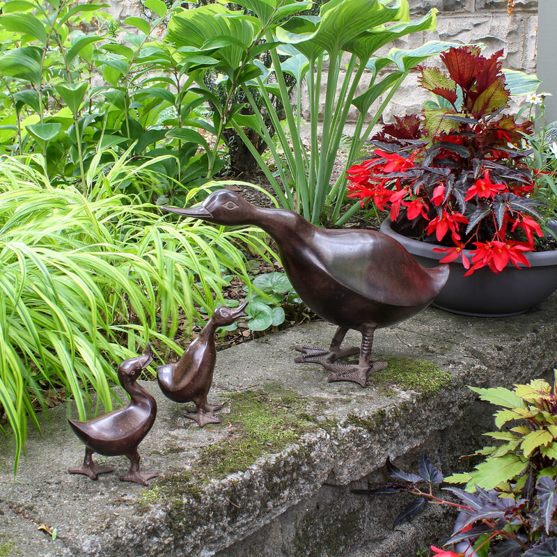 ACHLA Hello Duck | Bronze Aluminum Garden Ornament | Entryway & Patio Welcome Accent | 19 x 6.5 x 13 in | Model E-09