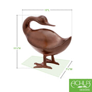 ACHLA Bye Duck E-10 | Hand Cast Aluminum Bronze Finish | Garden & Patio Ornament | 13.5 x 6.5 x 11.5 in | Model E-10