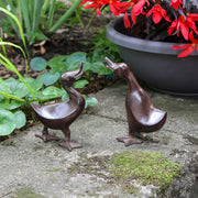 ACHLA Pair of Ducklings | Bronze Hand-Cast Aluminum Garden Ornament | Outdoor Patio & Garden Decor | 6-6.5 in H | Model E-11