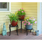 ACHLA Patio Flowerpot Stand I 10in Plant Stand | Black Wrought Iron with Curled Feet | Porch, Deck & Patio Display | 10 x 10 x 7.5 in | Model FB-01