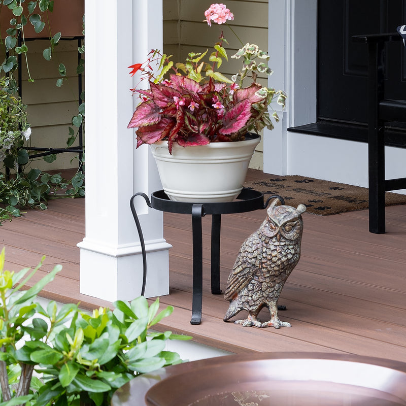 ACHLA Patio Flowerpot Stand II 11 3/4in Plant Stand | Traditional Wrought Iron Black Powder Coat | Outdoor Patio, Deck & Entryway Accent | Model FB-02