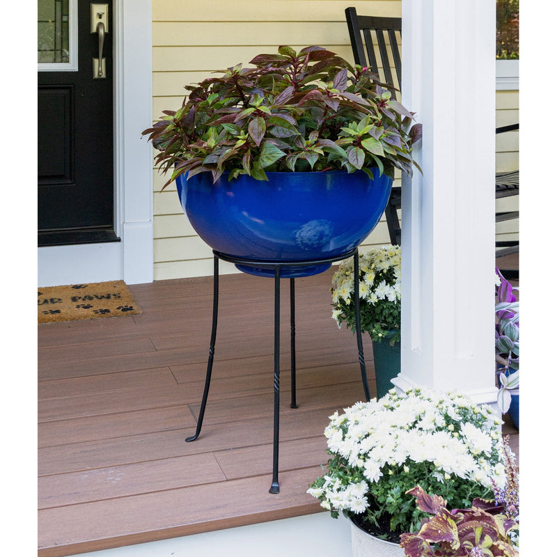 ACHLA 18in Ring Stand | Black Powdercoat Wrought Iron | Indoor & Outdoor Plant Stand & Birdbath Holder | 13 x 13 x 18 in | Model FB-18