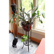 ACHLA Tulip Stand 28in Wrought Iron Roman Bronze Garden Pedestal | Outdoor Plant & Birdbath Stand | Patio & Garden Accent | Model FB-19