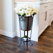 ACHLA Tulip Stand 28in Wrought Iron Roman Bronze Garden Pedestal | Outdoor Plant & Birdbath Stand | Patio & Garden Accent | Model FB-19