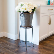 ACHLA Argyle Plant Stand III 18in | Wrought Iron Graphite Powder Coat | Indoor & Outdoor Pedestal | 10.5-14.5in Dia x 18in H | Model FB-32