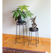 ACHLA Argyle Plant Stand III 18in | Wrought Iron Graphite Powder Coat | Indoor & Outdoor Pedestal | 10.5-14.5in Dia x 18in H | Model FB-32