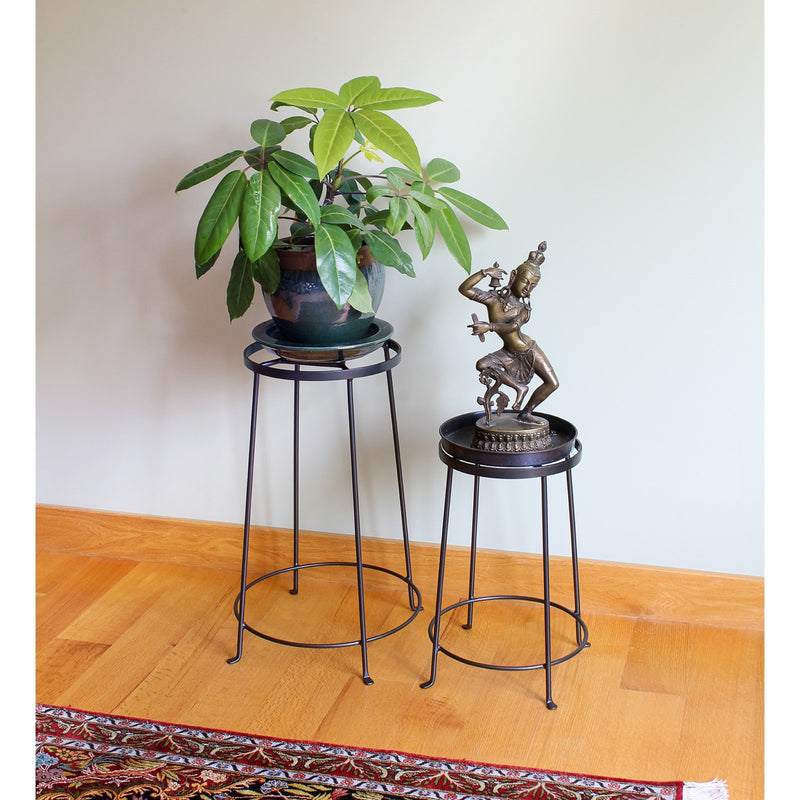 ACHLA Argyle Plant Stand III 18in | Wrought Iron Graphite Powder Coat | Indoor & Outdoor Pedestal | 10.5-14.5in Dia x 18in H | Model FB-32