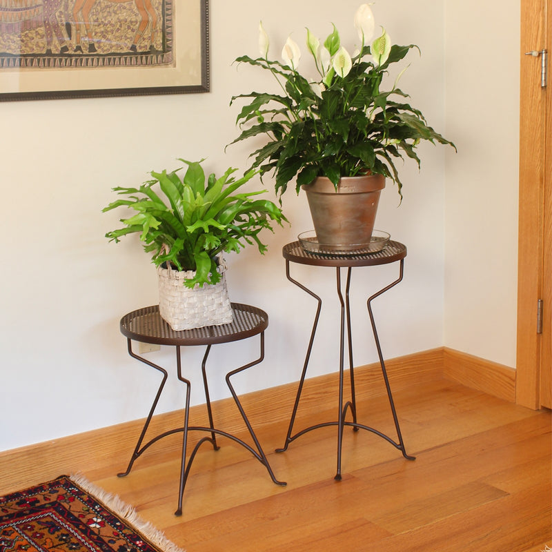 ACHLA Capri 18in Plant Stand | Roman Bronze Wrought Iron | Patio & Balcony Side Table | 16 x 16 x 18.5 in | Model FB-36