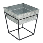 ACHLA Arne 14in Plant Stand & Side Table | Scandinavian Modern Black Wrought Iron and Galvanized Steel | Living Room & Outdoor Accent | Model FB-45G7