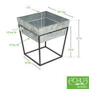 ACHLA Arne 14in Plant Stand & Side Table | Scandinavian Modern Black Wrought Iron and Galvanized Steel | Living Room & Outdoor Accent | Model FB-45G7