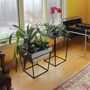 ACHLA Arne 14in Plant Stand & Side Table | Scandinavian Modern Black Wrought Iron and Galvanized Steel | Living Room & Outdoor Accent | Model FB-45G7
