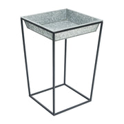 ACHLA Arne 22in Plant Stand with Galvanized Tray | Scandinavian Modern Black Wrought Iron and Silver Galvanized Steel | Indoor & | Model FB-46G3