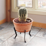 ACHLA Denise Planter I 16in Terra Cotta Planter | Rustic Polymer-Stone Pot on Black Wrought Iron Stand | Patio & Living Room Plant | Model FB-59-S