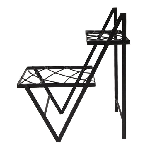 ACHLA Duet Plant Stand | Contemporary Black Wrought Iron | Indoor & Outdoor Side Table | 26 x 12.5 x 30.5 in | Model FB-66