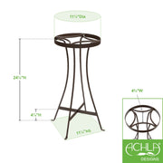 ACHLA Tara 24in Plant Stand | Roman Bronze Wrought Iron | Indoor & Outdoor Patio Decor | 11 x 11 x 24 in | Model FB-83