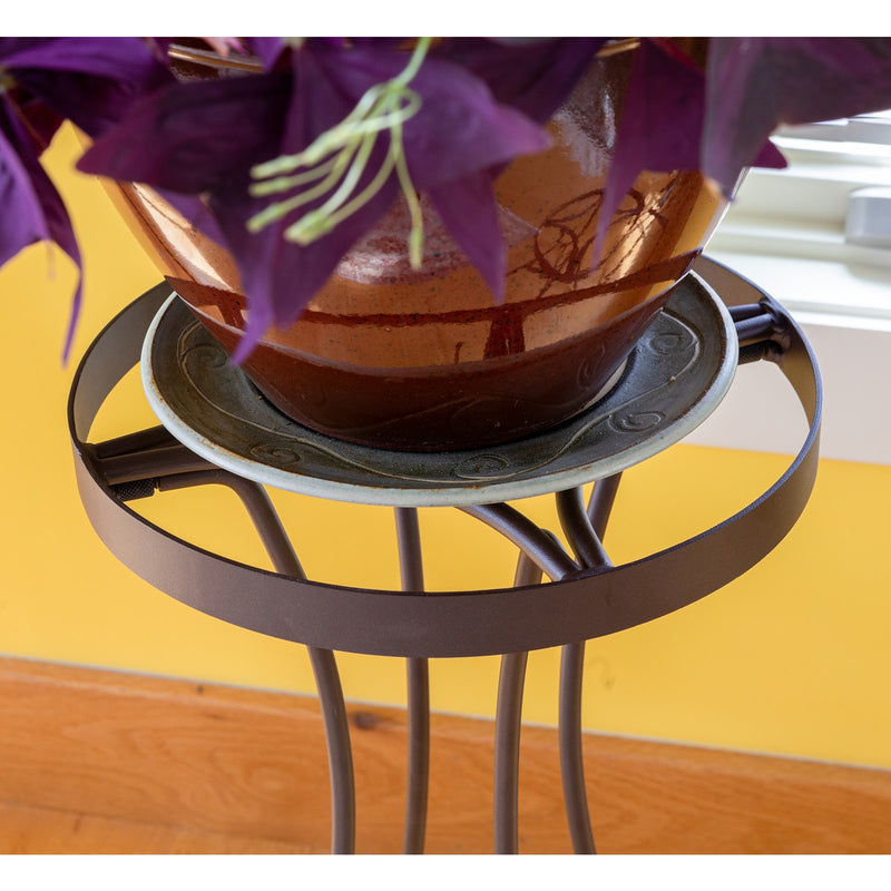 ACHLA Tara 24in Plant Stand | Roman Bronze Wrought Iron | Indoor & Outdoor Patio Decor | 11 x 11 x 24 in | Model FB-83