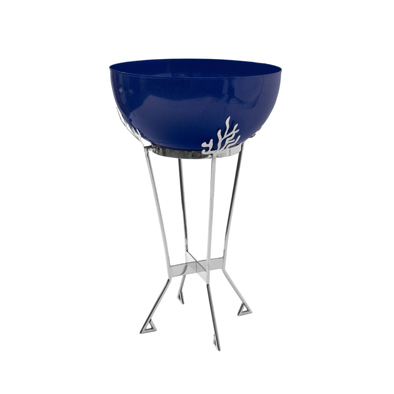 ACHLA Kazuyo Planter | French Blue Galvanized Steel and Polished Stainless Steel | Indoor & Outdoor Plant Display | Model FBC-17-61FB