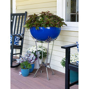 ACHLA Kazuyo Planter | French Blue Galvanized Steel and Polished Stainless Steel | Indoor & Outdoor Plant Display | Model FBC-17-61FB