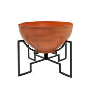 ACHLA Jane I Planter with Bowl | Black Wrought Iron Stand and Burnt Sienna Steel Bowl | Patio & Sunroom Container Garden | Model FBC-52-60BS