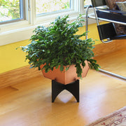 ACHLA Zaha I Planter with Copper Plated Flower Box | Modern Wrought Iron Stand | Indoor & Outdoor Patio & Sunroom | 12 x 12 x 13 in | Model FBC-54-11C
