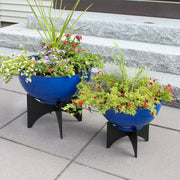 ACHLA Norma I Planter with Bowl | French Blue Wrought Iron & Steel | Indoor & Outdoor Container Garden | 16 x 16 x 14 in | Model FBC-56-60FB