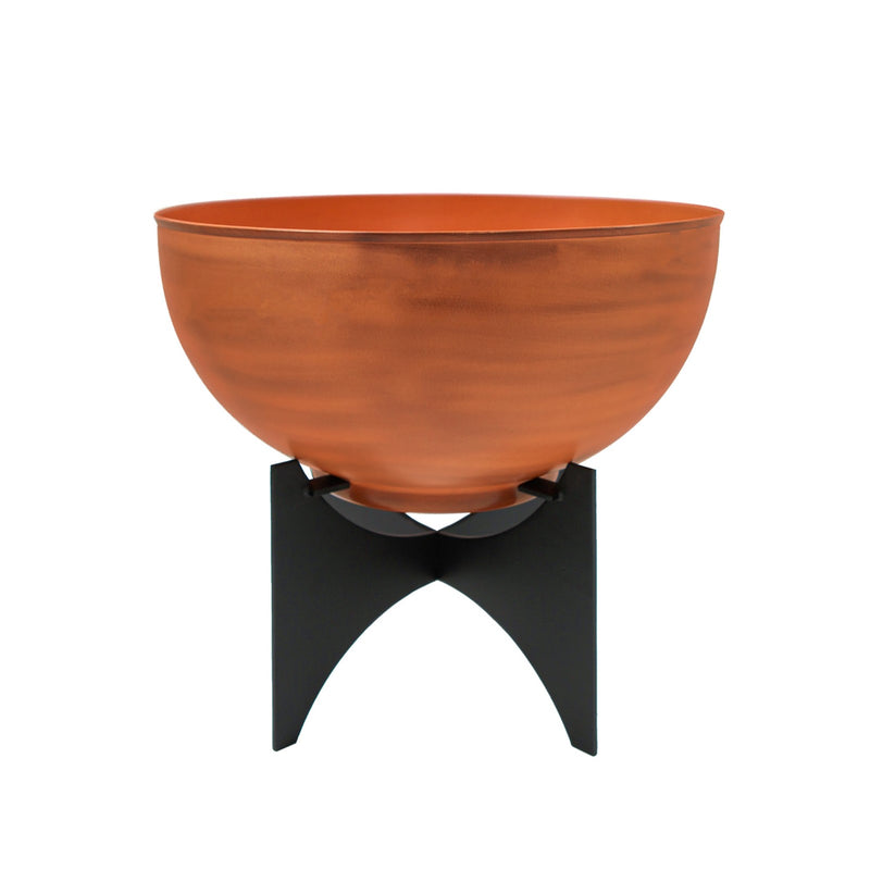 ACHLA Norma II Planter with Bowl | Burnt Sienna Wrought Iron and Black Steel | Indoor & Outdoor Patio Garden | 20 x 20 x 18 in | Model FBC-57-61BS