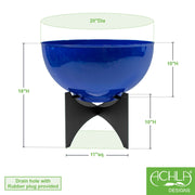 ACHLA Norma II Planter with Bowl | French Blue Wrought Iron | Indoor & Outdoor Garden | 20 x 20 x 18 in | Model FBC-57-61FB