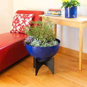 ACHLA Norma II Planter with Bowl | French Blue Wrought Iron | Indoor & Outdoor Garden | 20 x 20 x 18 in | Model FBC-57-61FB